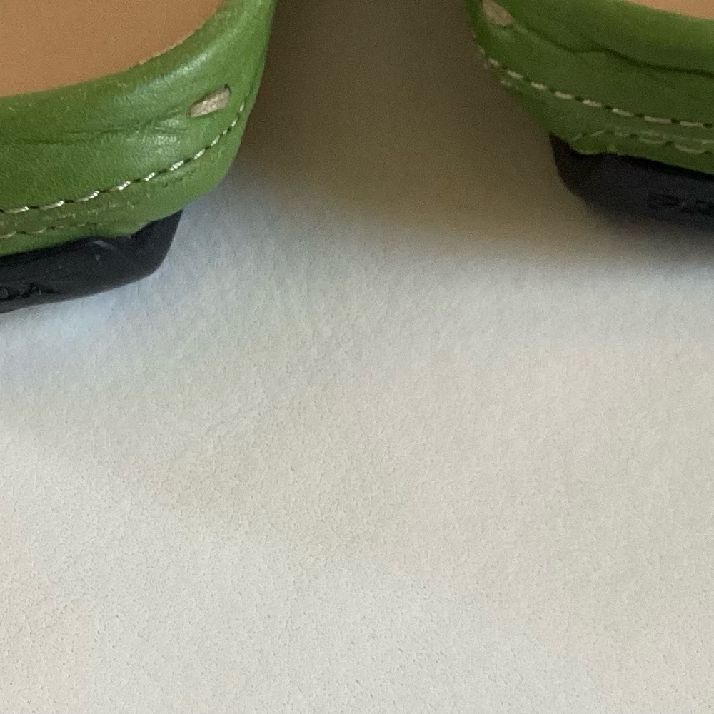 Prada Leather Pistachio Green Silver Plate Logo Mules SZ 6 - Picture 10 of 11